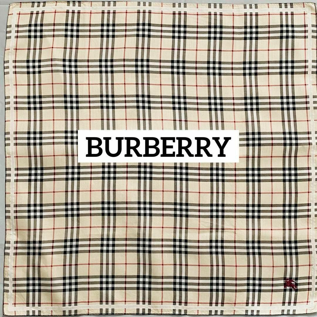 BURBERRY(バーバリー)の美品 ★BURBERRY★ ハンカチ メンズ 大判 チェック ロゴ ベージュ メンズのファッション小物(ハンカチ/ポケットチーフ)の商品写真