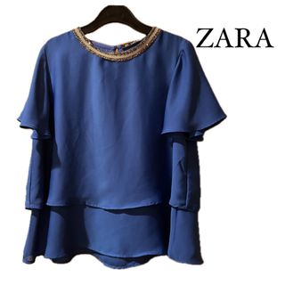 ザラ(ZARA)のZARA 半袖ビジューブラウス(シャツ/ブラウス(半袖/袖なし))