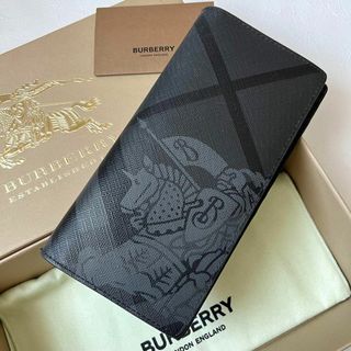 BURBERRY - 極美品✨ バーバリー チェック コンチネンタルウォレット ホースロゴ  ブラック