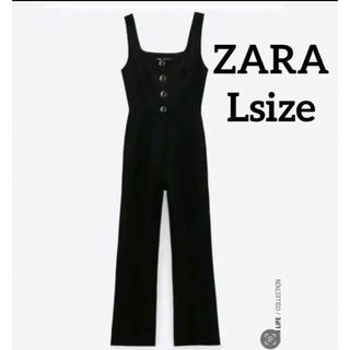 ザラ(ZARA)のZARA ザラ レディース サロペット ブラック Lサイズ(サロペット/オーバーオール)