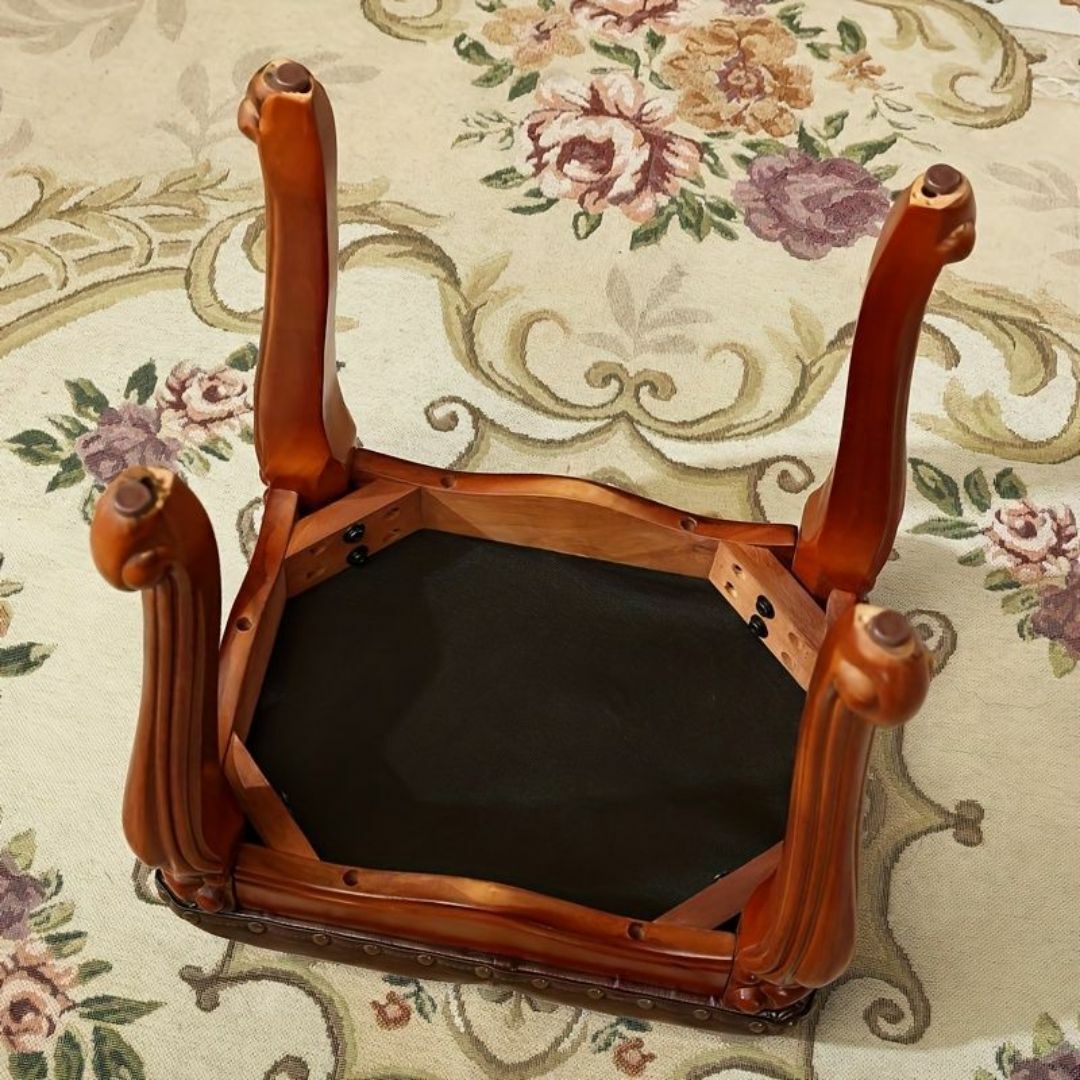 スツール ヴィンテージ調 レトロ北欧 オットマン 化粧 椅子 Brown インテリア/住まい/日用品の椅子/チェア(スツール)の商品写真
