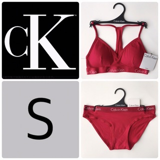 カルバンクライン(Calvin Klein)のレア 新品 ck 下着 USA カルバンクライン ブラ ショーツ 赤 S(ブラ&ショーツセット)