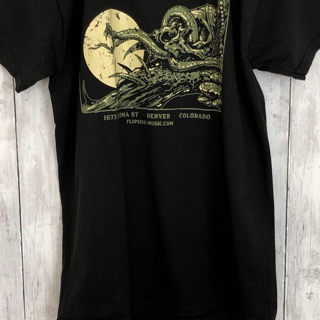 MUSIC TEE(ミュージックティー)のミュージックＴ　黒ブラック半袖Ｔシャツ　サイズＭ　フリップサイド　メンズ　古着 メンズのトップス(Tシャツ/カットソー(半袖/袖なし))の商品写真