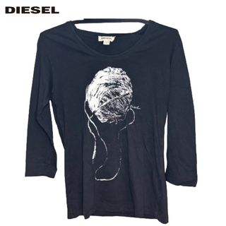 ディーゼル(DIESEL)の最終値下 DIESEL ディーゼル レディース Tシャツ 七分 黒 XS 穴あり(カットソー(長袖/七分))