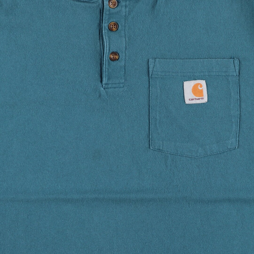 carhartt(カーハート)の古着 カーハート Carhartt ORIGINAL FIT ヘンリーネック 半袖 ワンポイントロゴポケットTシャツ メンズL /eaa441930 メンズのトップス(Tシャツ/カットソー(半袖/袖なし))の商品写真