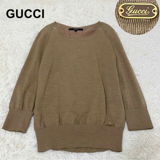 GUCCI   ロゴメタルパーツ　プルオーバー　シルク100%   ブラウン