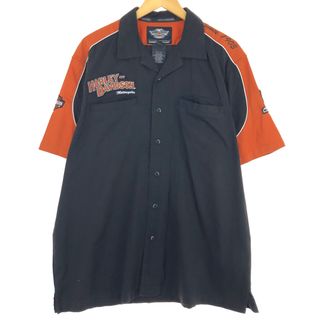 ハーレーダビッドソン(Harley Davidson)の古着 ハーレーダビッドソン Harley-Davidson オープンカラー 半袖 ワークシャツ メンズL /eaa441852(シャツ)