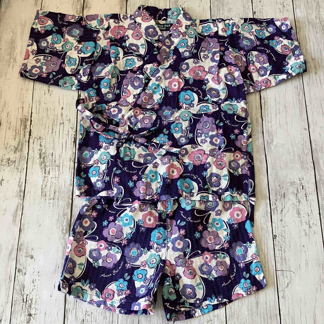 ANNA SUI mini(アナスイミニ)のアナスイミニ　甚平　浴衣　100cm キッズ/ベビー/マタニティのキッズ服女の子用(90cm~)(甚平/浴衣)の商品写真