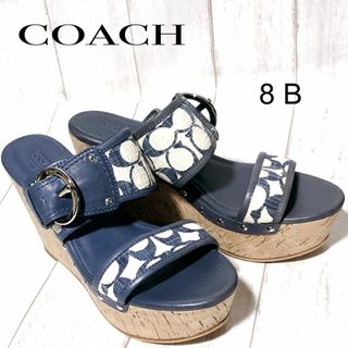 コーチ ウェッジソールサンダル COACH シグネチャー ベルト ビブラム補強