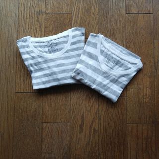 ムジルシリョウヒン(MUJI (無印良品))の無印良品　ボーダー半袖、長袖Tシャツ2枚セット(Tシャツ(長袖/七分))