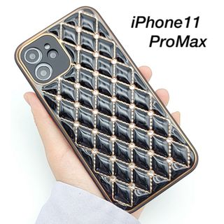 iPhone11ProMax レザーキルティング ラインストーン 新品未使用 