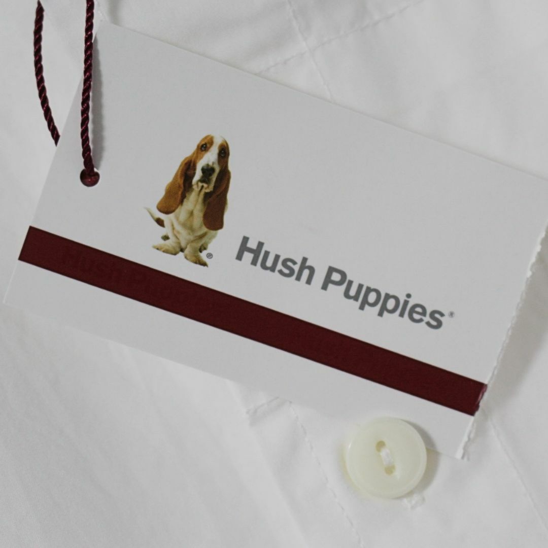 Hush Puppies(ハッシュパピー)の新品 ハッシュパピー ワッペンアクセント ロゴタグ ミリタリーシャツ L 白 メンズのトップス(シャツ)の商品写真