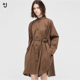 ユニクロ(UNIQLO)のユニクロ J +ドルマンスリーブシャツワンピース(ひざ丈ワンピース)