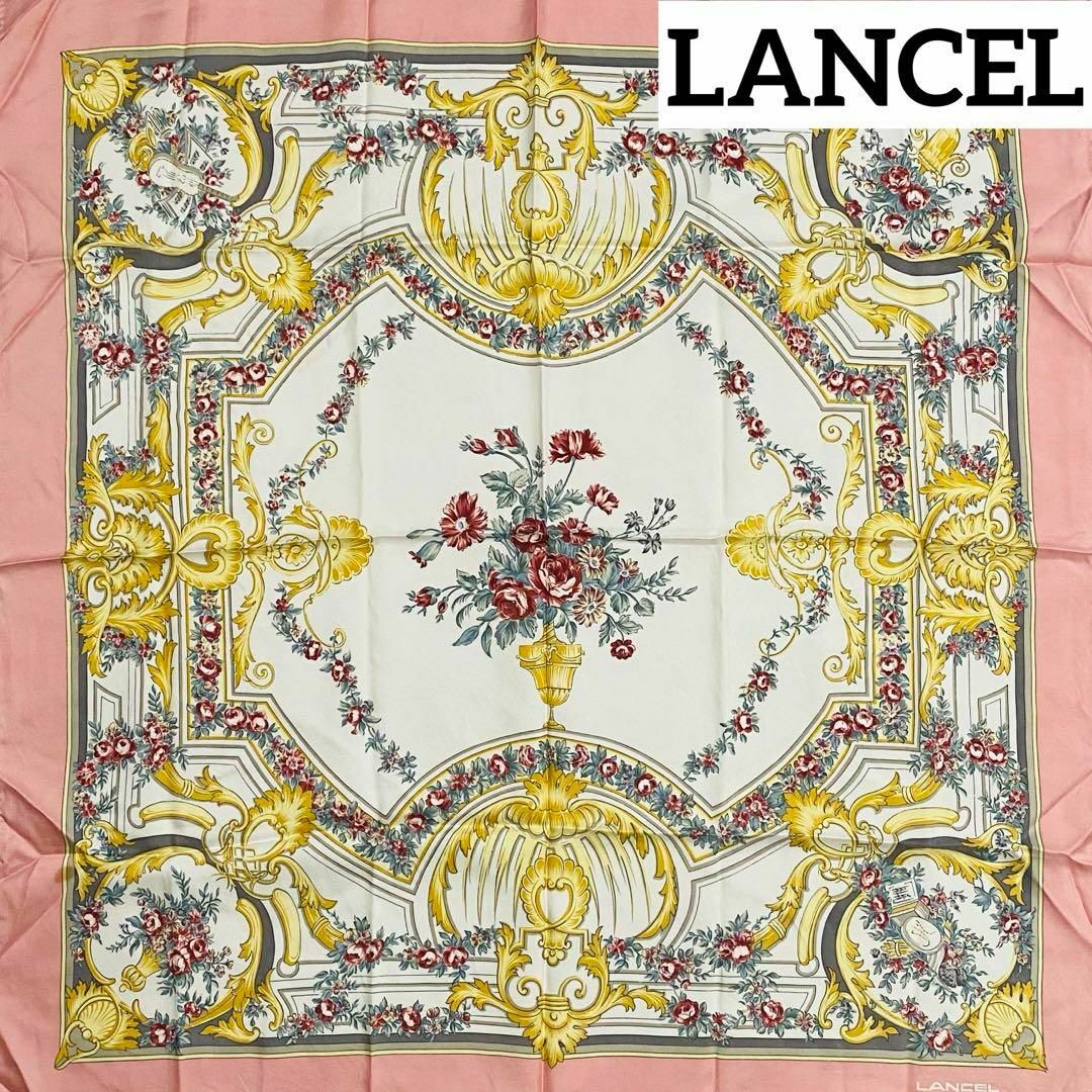 LANCEL(ランセル)の★LANCEL★ スカーフ 大判 花 楽器 ピンク レディースのファッション小物(バンダナ/スカーフ)の商品写真