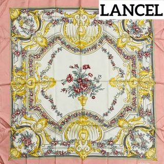 ★LANCEL★ スカーフ 大判 花 楽器 ピンク