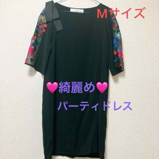 ※【超美品】お洒落ドレス　パーティドレス　花柄　tacco シースルー　可愛い黒