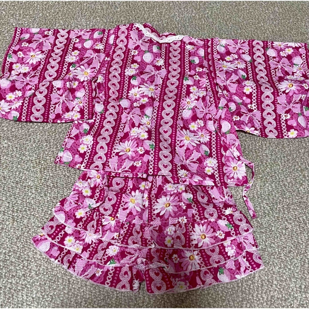 甚平 浴衣 女の子 90cm キッズ/ベビー/マタニティのキッズ服女の子用(90cm~)(甚平/浴衣)の商品写真