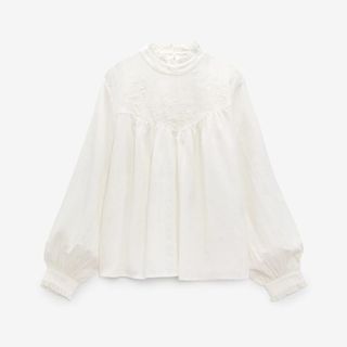 ザラ(ZARA)の新品 ZARA コットン レース フリル ブラウス XS(シャツ/ブラウス(長袖/七分))