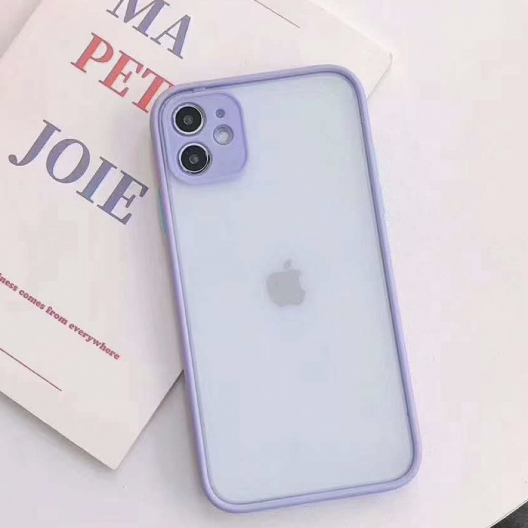 iPhone case マットクリア パープル おしゃれ 韓国 可愛い TPU  スマホ/家電/カメラのスマホアクセサリー(iPhoneケース)の商品写真