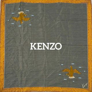 ケンゾー(KENZO)の★KENZO★ スカーフ イーグル ボーダー グレー ブラウン(バンダナ/スカーフ)