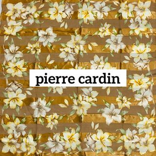 pierre cardin - ★pierre cardin★ スカーフ 大判 シフォン 花 ボーダー ブラウン