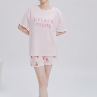 gelato pique - ジェラートピケ  ロゴTシャツベア柄ショートパンツセット