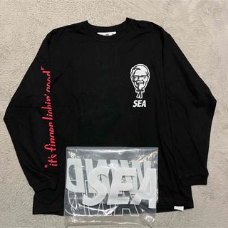 ウィンダンシー(WIND AND SEA)のWIND AND SEA × KFC L/S tee  ロンt tシャツ　L 黒(Tシャツ/カットソー(七分/長袖))