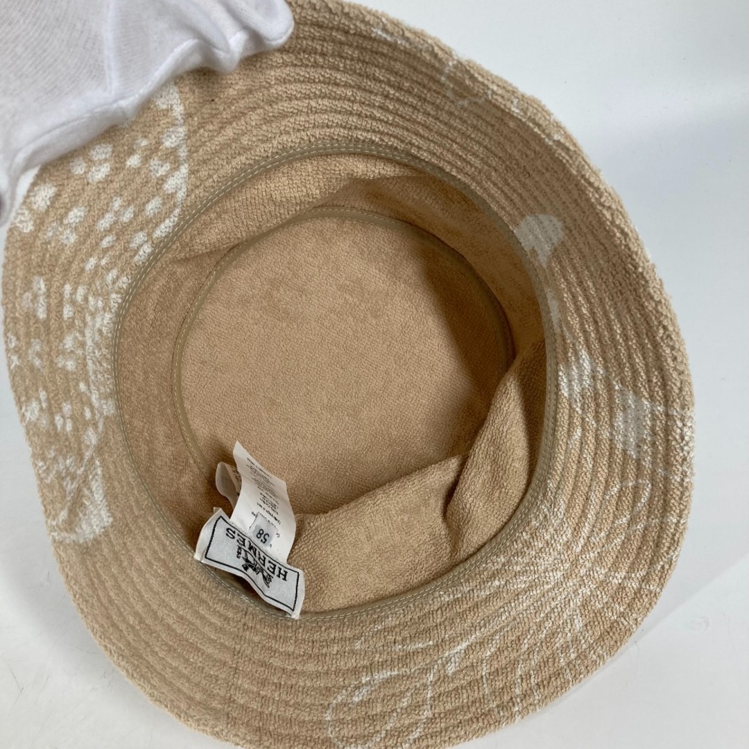 Hermes(エルメス)のエルメス HERMES ハット 《ジーン》Gene bucket hat  H231001N パイル ハット帽 帽子 バケットハット ボブハット ハット コットン サーブル / ホワイト ベージュ 美品 レディースの帽子(ハット)の商品写真