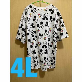 新品タグ付き　ミッキー総柄　半袖Tシャツ　4L(Tシャツ(半袖/袖なし))