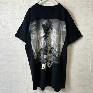 ミュージックティー(MUSIC TEE)のジャスティンビーバー　ミュージックＴ　黒ブラック　半袖Ｔシャツ　メンズ　古着(Tシャツ/カットソー(半袖/袖なし))