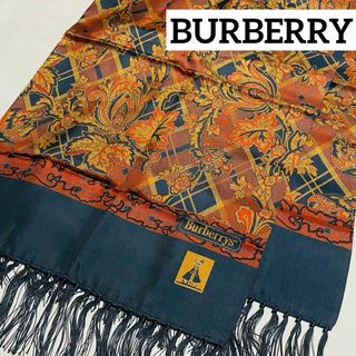 バーバリー(BURBERRY)の未使用品★BURBERRY★ ストール メンズ ペイズリー柄 チェック ネイビー(ストール)