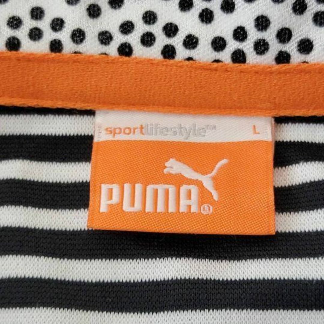 PUMA(プーマ)の【美品】プーマゴルフ 半袖ポロシャツ 白黒 ボーダー 千鳥柄 L ゴルフウェア スポーツ/アウトドアのゴルフ(ウエア)の商品写真