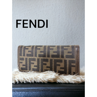 フェンディ(FENDI)のFENDI フェンディ レディース 長財布 ズッカ レザー キャンバス ブラウン(財布)