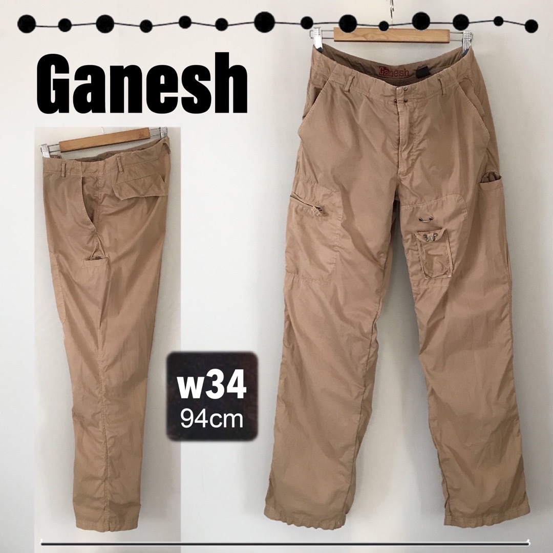 ガーネッシュ Ganesh★コットンポプリン★カーゴパンツ★w34(94cm) メンズのパンツ(ワークパンツ/カーゴパンツ)の商品写真