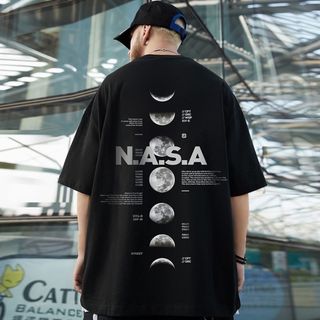 【人気商品】半袖　オーバーサイズ　XL　プリント　ゆったり　ブラック　NASA