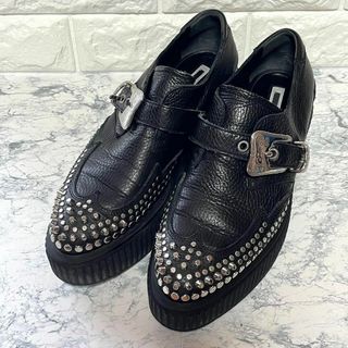 アレキサンダーマックイーン(Alexander McQueen)の美品 Alexander McQueen クリーパーシューズ スタッズレザー38(ローファー/革靴)