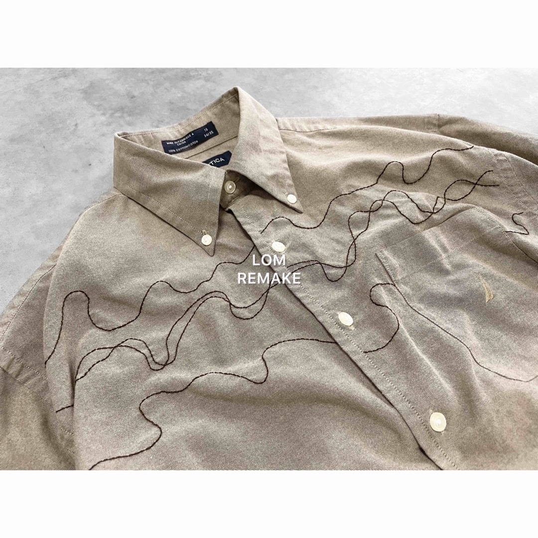 "remake" 曲線 4.0 embroidery shirt. 長袖 刺繍 メンズのトップス(シャツ)の商品写真