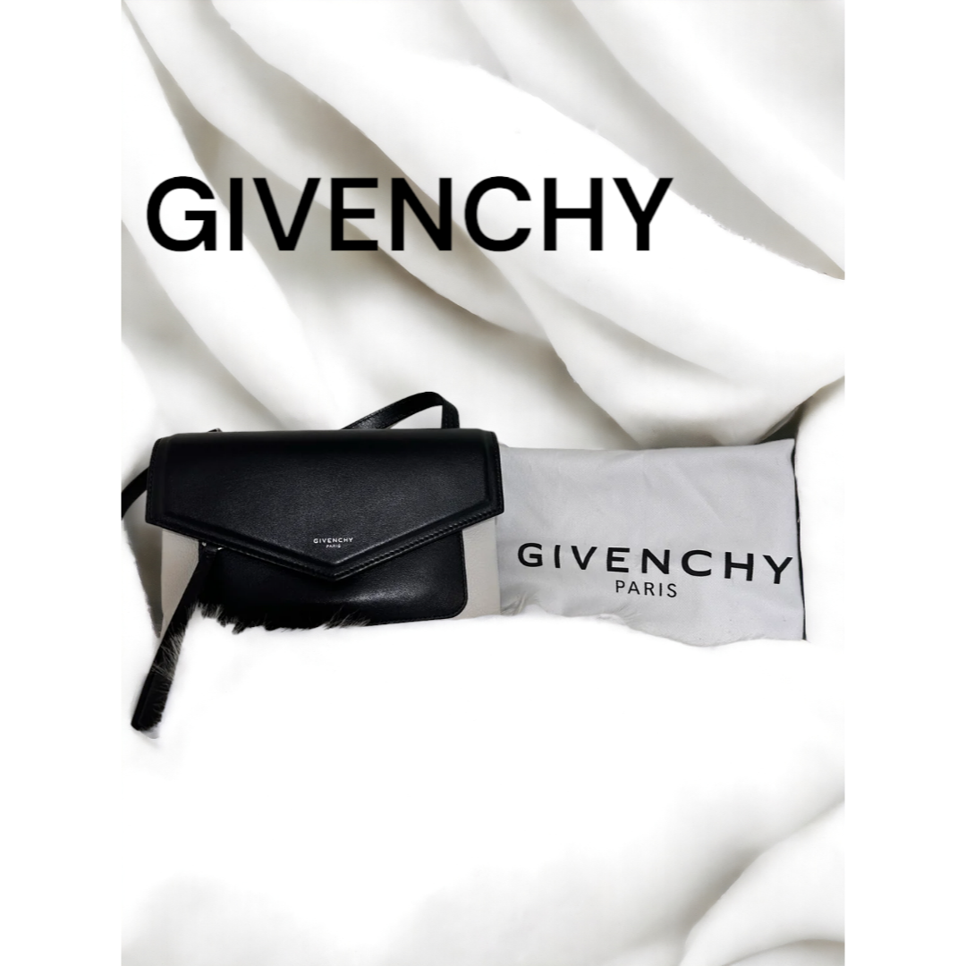 GIVENCHY(ジバンシィ)のGIVENCHY ジバンシィ ショルダーバッグ ブラック ホワイト 本革 レディースのバッグ(ショルダーバッグ)の商品写真