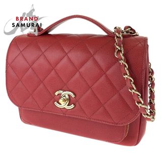 美品 CHANEL シャネル マトラッセ シングルフラップ ビジネスアフィニティ ココマーク ターンロック レッド 赤 ゴールド金具 キャビアスキン ショルダーバッグ ハンドバッグ 2WAY レディース 405552 【中古】