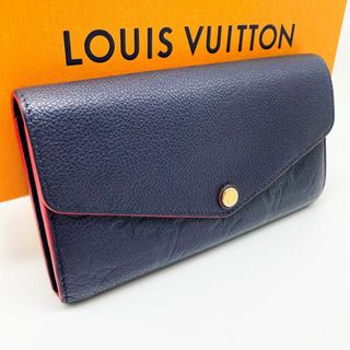 ルイヴィトン(LOUIS VUITTON)の【超極美品】モノグラム  ポルトフォイユ サラ アンプラント 長財布 ネイビー(財布)