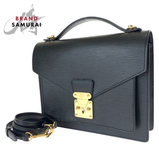 ルイヴィトン(LOUIS VUITTON)の美品 LOUIS VUITTON ルイヴィトン エピ モンソー ブラック 黒 ゴールド金具 エピレザー M52122 ショルダーバッグ セカンドバッグ 2way メンズ 405638 【中古】(ショルダーバッグ)