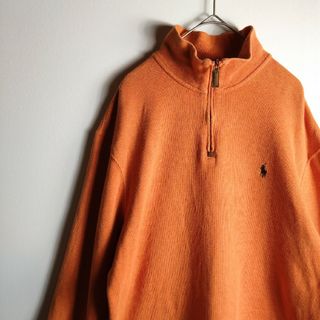 ポロラルフローレン(POLO RALPH LAUREN)のポロバイラルフローレン　ハーフジップ　Mサイズ　オレンジ　グリーンポニー　美品(ニット/セーター)