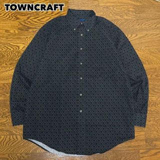 タウンクラフト(TOWNCRAFT)の80-90s TOWNCRAFT タウンクラフト 総柄シャツ 長袖 ブラック(Tシャツ/カットソー(七分/長袖))