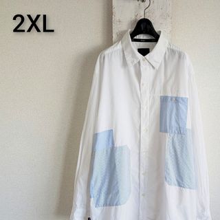 ショーンジョン(Sean John)のショーンジョン　長袖シャツ　ホワイト　コットン　ビッグサイズ　2XL(シャツ)