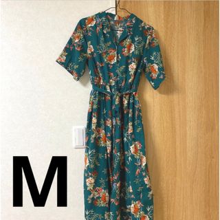 エムズエキサイト(EMSEXCITE)の花柄シャツワンピース Mサイズ(ひざ丈ワンピース)