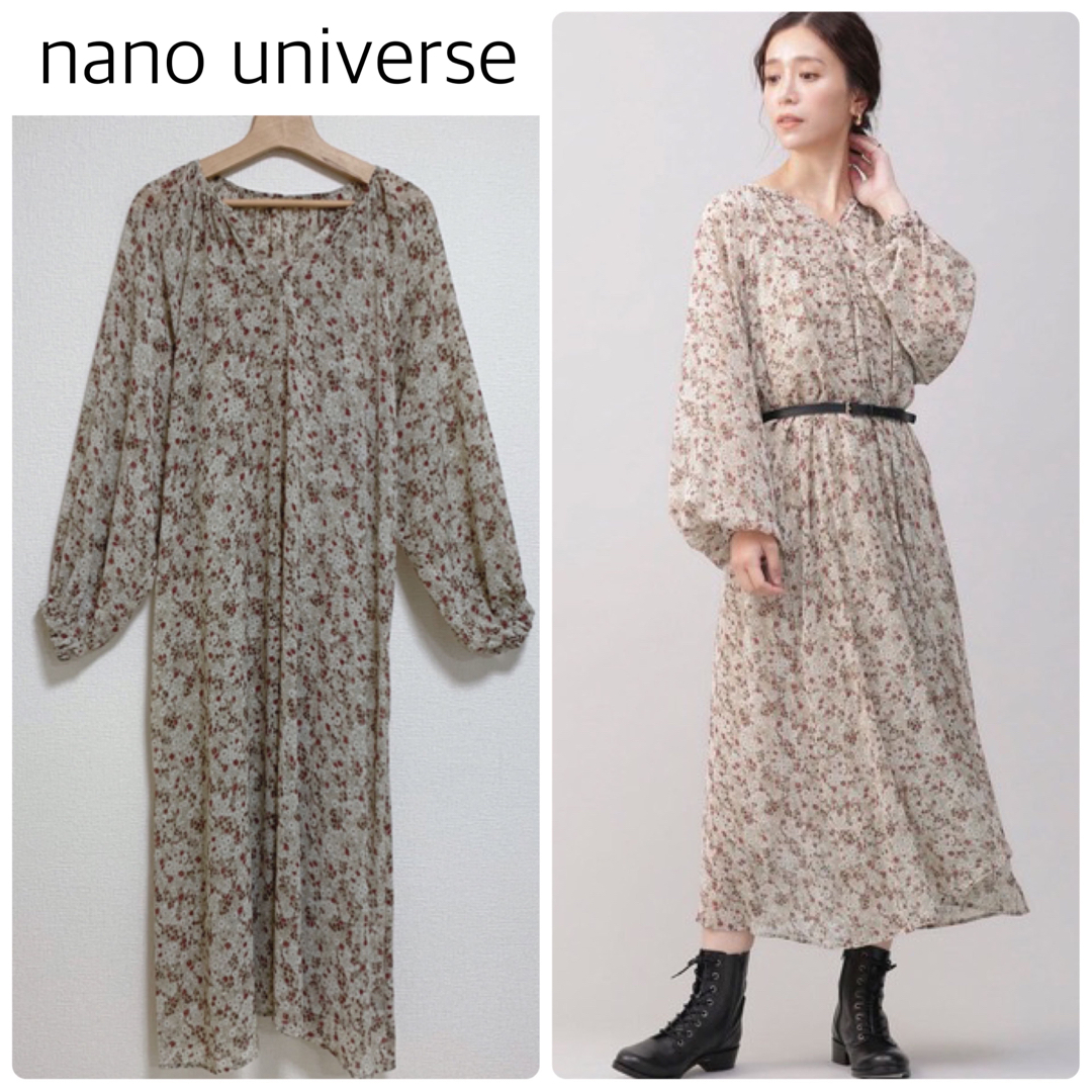 nano・universe(ナノユニバース)の【中古美品】nano universe小花柄ワンピース　フリーサイズ レディースのワンピース(ロングワンピース/マキシワンピース)の商品写真