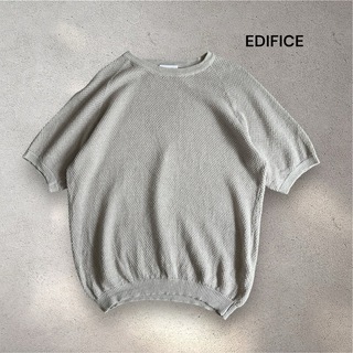 エディフィス(EDIFICE)のEDIFICE  リネン100% サマーニット 半袖セーター Lサイズ 麻(ニット/セーター)