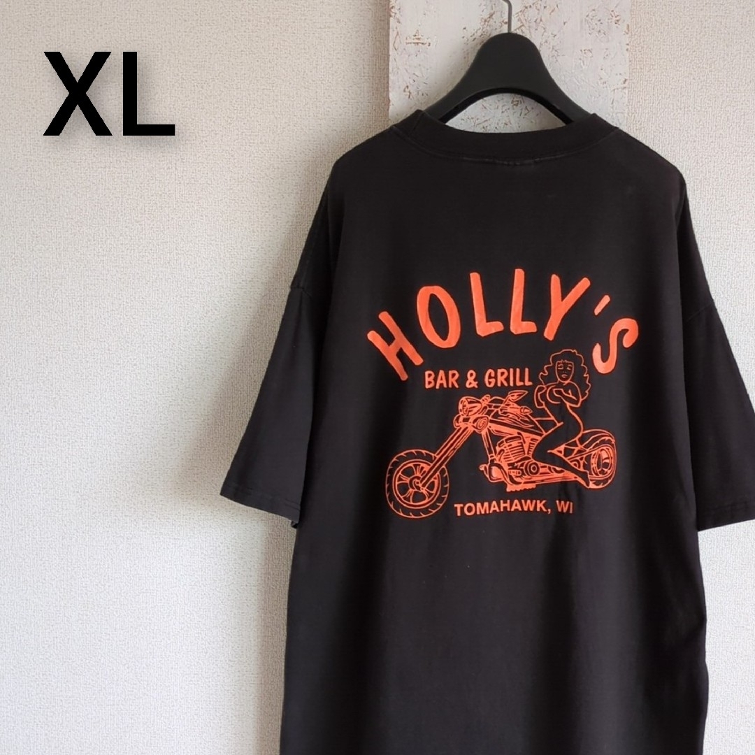 古着　Tシャツ　カットソー　ブラック　BAR＆GRILL　HOLLY’S　XL メンズのトップス(Tシャツ/カットソー(半袖/袖なし))の商品写真