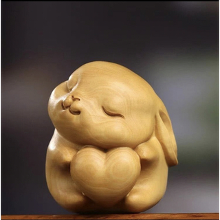 送料無料　癒される兎　人気新作！極上彫 木彫うさぎ　ウサギ　可愛い兎彫刻 柘植材(彫刻/オブジェ)