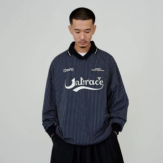 UNTRACE STRIPE FOOTBALL GAME SHIRT サイズ2(Tシャツ/カットソー(七分/長袖))